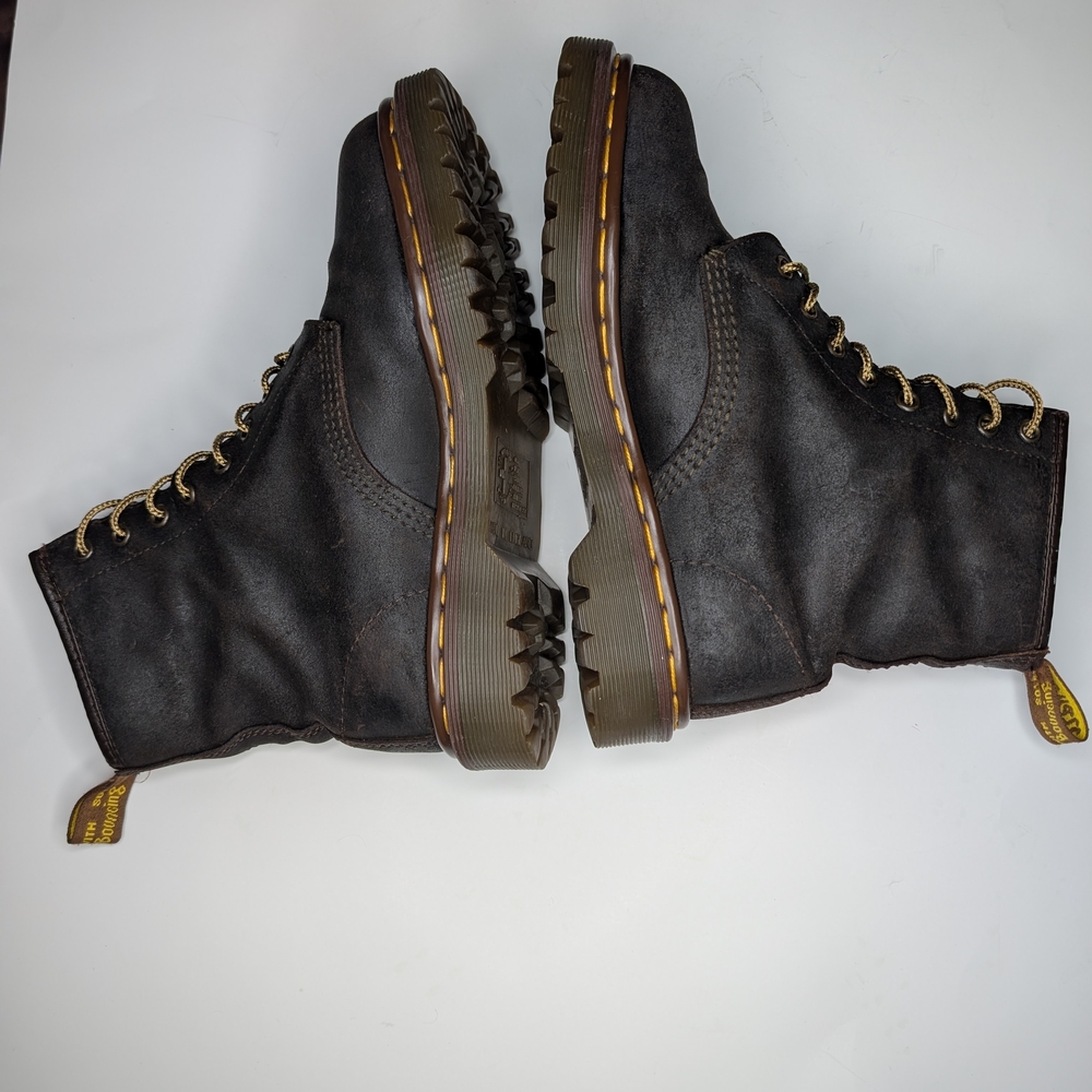 Dr Martens Brown Leather Lace-Up Combat Boots - Picture 5 of 9
